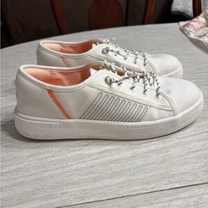 Hey Dude Women's White and Orange Sneakers